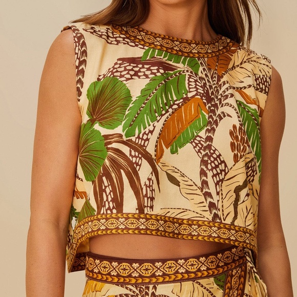 FARM RIO SAND FOLIAGE SKETCH BLOUSE NWT - Picture 4 of 10